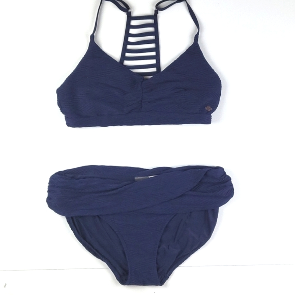 Calia by Carrie Underwood Ladder Back Bikini Top & Overlapped Bottom Navy Blue